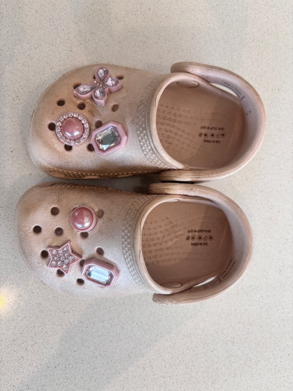 CROCS pink shoes T5 with added jewels. Great condition.